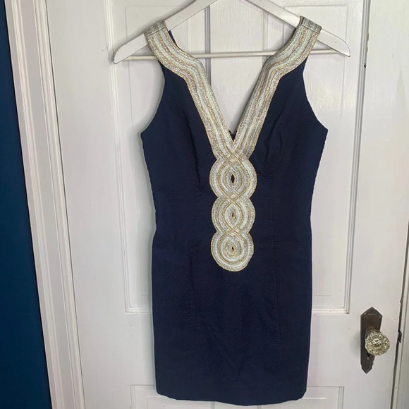 Lilly Pulitzer Valli Shift True Navy Dress New with Tag W-587 Sz 0 - Picture 7 of 15